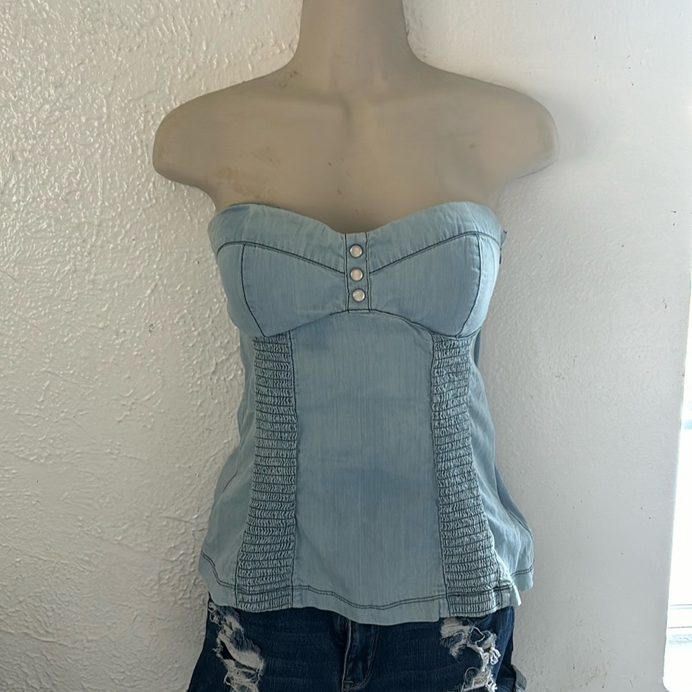 Light Jean color strapless top
